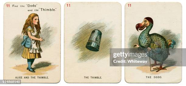 alice in wonderland playing cards 1898 set 11 - dodo stock pictures, royalty-free photos & images