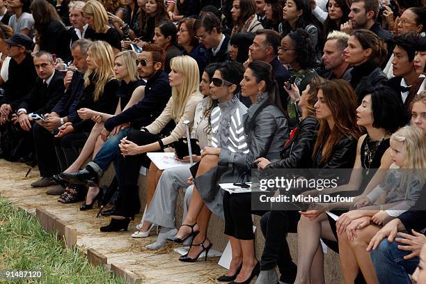 Claudia Schiffer, Kiran Sharma, Prince and Bria Valente attend Chanel Pret a Porter show as part of the Paris Womenswear Fashion Week Spring/Summer...