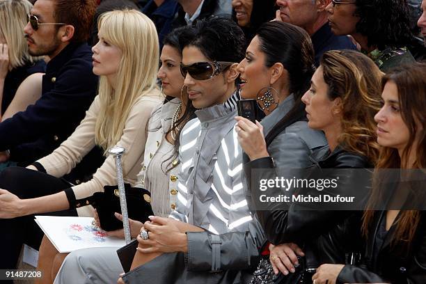 Claudia Schiffer, Kiran Sharma, Prince and Bria Valente attend Chanel Pret a Porter show as part of the Paris Womenswear Fashion Week Spring/Summer...