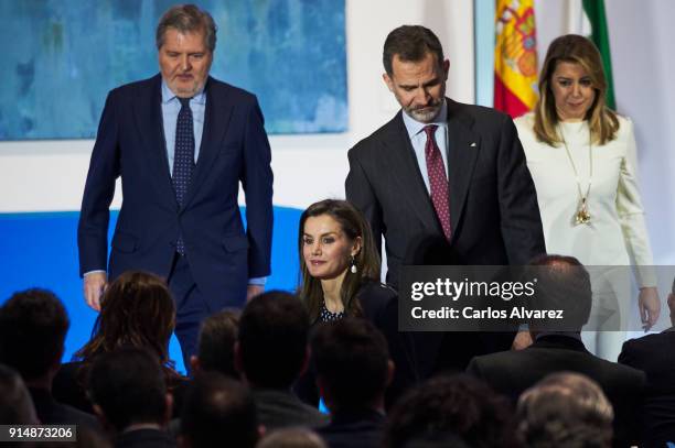 Queen Letizia of Spain King Felipe VI of Spain Spanish Minister of Education, Culture and Sports Inigo Mendez de Vigo and President of Andalucia...