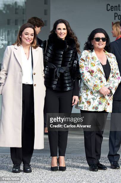 Toni Moreno, Nuria Fergo and Maria del Monte attend the Gold Medals of Merit in Fine Arts 2016 ceremony at the Pompidou Center on February 6, 2018 in...