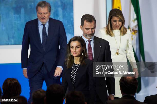 Queen Letizia of Spain King Felipe VI of Spain Spanish Minister of Education, Culture and Sports Inigo Mendez de Vigo and President of Andalucia...