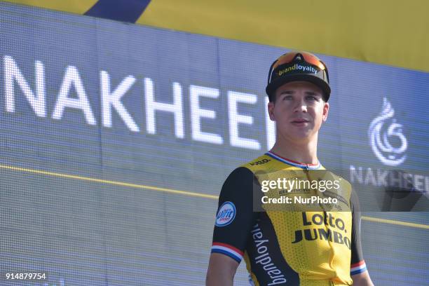 Dutch Dylan GROENEWEGEN from Team LottoNLJumbo during the Awards Ceremony after winnning the Nakheel Stage, 167 km opening stage of Tour of Dubai...