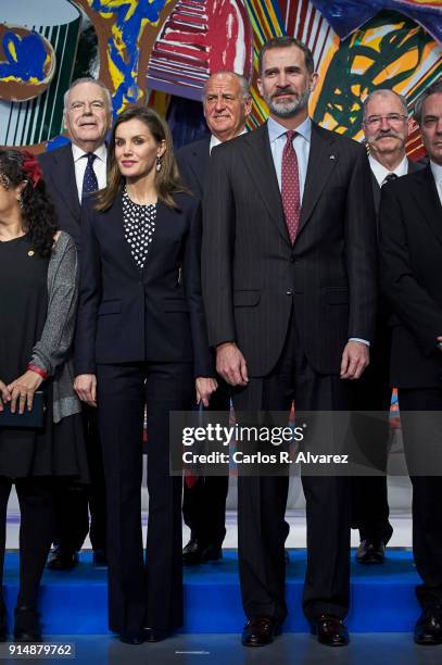 King Felipe VI of Spain and Queen Letizia of Spain attend the Gold Medals of Merit in Fine Arts 2016 ceremony at the Pompidou Center on February 6,...