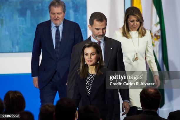 Queen Letizia of Spain King Felipe VI of Spain Spanish Minister of Education, Culture and Sports Inigo Mendez de Vigo and President of Andalucia...