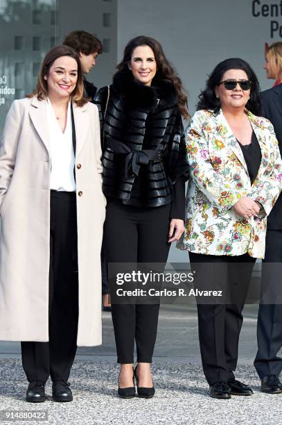 Toni Moreno, Nuria Fergo and Maria del Monte attend the Gold Medals of Merit in Fine Arts 2016 ceremony at the Pompidou Center on February 6, 2018 in...