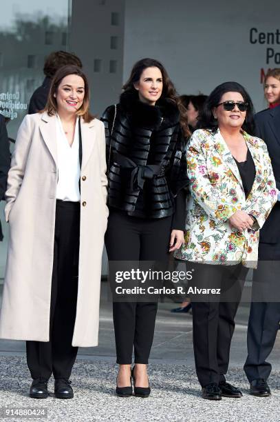 Toni Moreno, Nuria Fergo and Maria del Monte attend the Gold Medals of Merit in Fine Arts 2016 ceremony at the Pompidou Center on February 6, 2018 in...