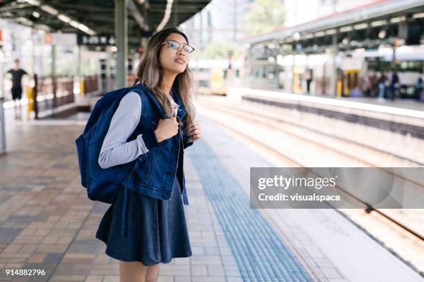 waiting for train in sydney train station - skinny nerd stock pictures, royalty-free photos & images