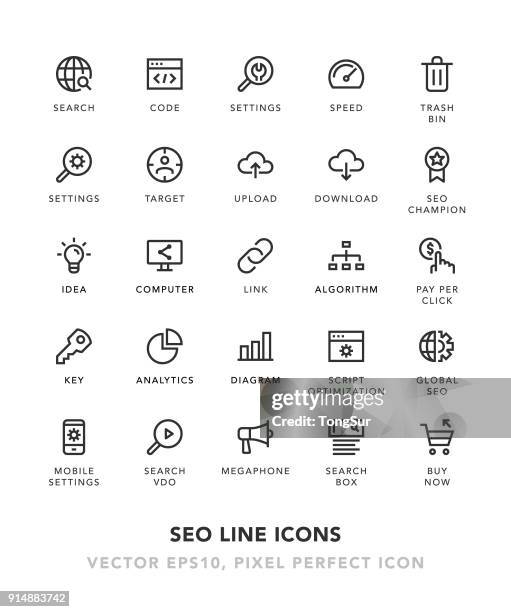 seo line icons - dollar sign key stock illustrations