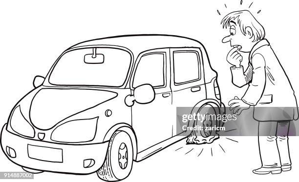 flat tire - flat tire stock illustrations