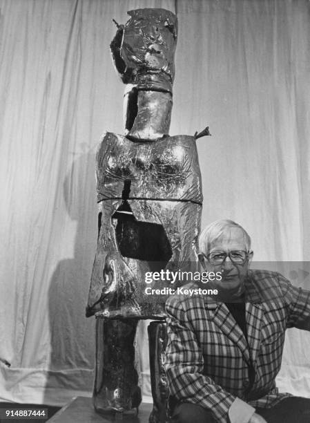 French artist Bernard Lorjou with his latest work, a European Civic Trophy commissioned by the Center for Civic Information , at the Center, France,...