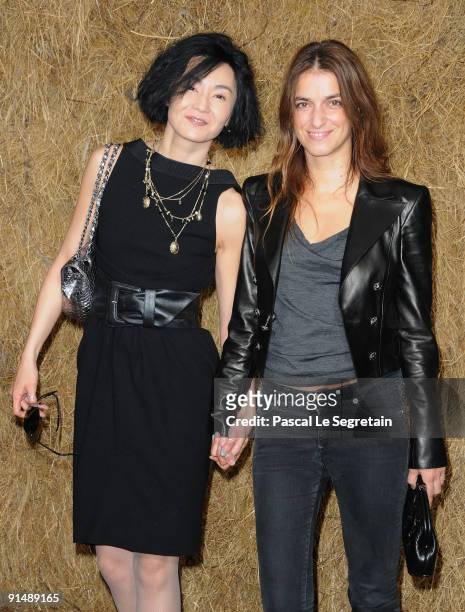 Maggie Cheung and Joana Preiss arrive to attend the Chanel Pret a Porter show as part of the Paris Womenswear Fashion Week Spring/Summer 2010 at...