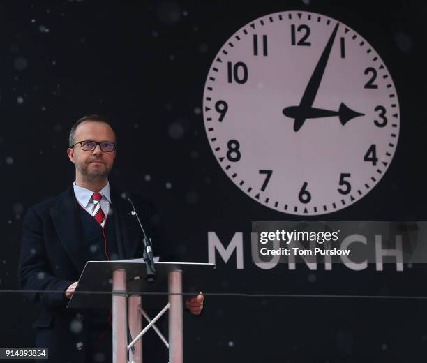 Executive vice-chairman Ed Woodward of Manchester United gives a reading at a service to commemorate the 60th anniversary of the Munich Air Disaster...