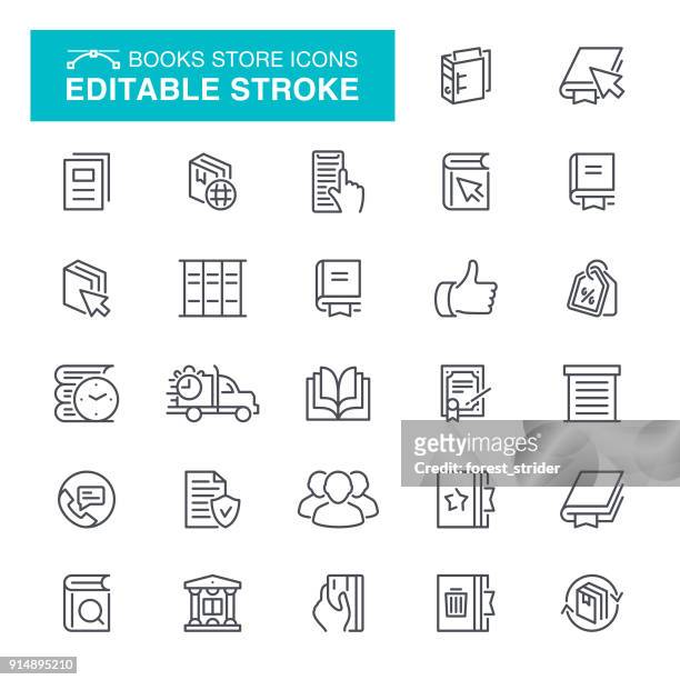 books store icons editable stroke - history stock illustrations