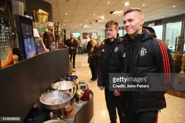 Alex Fojticek of Manchester United U19s visits the Partizan Belgrade museum in memory of the victims of the Munich Air Disaster on the 60th...