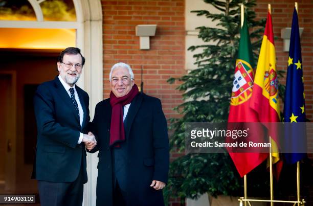 Spanish Prime Minister Mariano Rajoy Receives Portugal Prime Minister Antonio Costa at Moncloa Palace on on February 6, 2018 in Madrid, Spain.