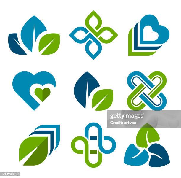 design elements - green leaf logo stock illustrations