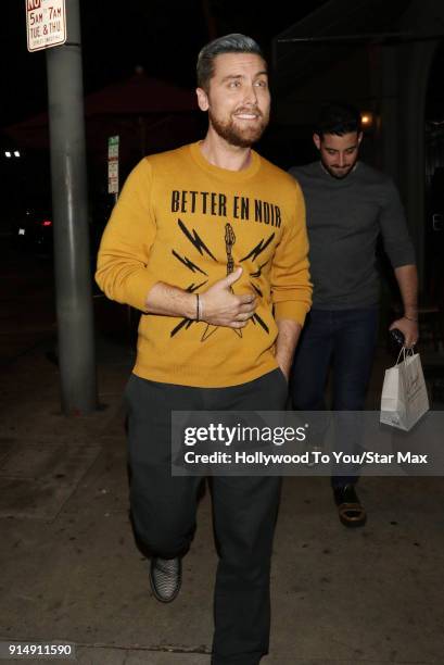 Lance Bass and Michael Turchin are seen on February 5, 2018 in Los Angeles, California.