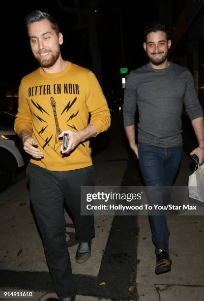 Lance Bass and Michael Turchin are seen on February 5, 2018 in Los Angeles, California.