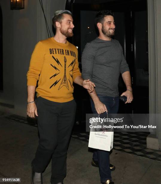 Lance Bass and Michael Turchin are seen on February 5, 2018 in Los Angeles, California.