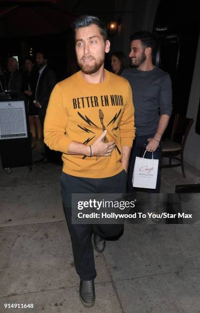 Lance Bass and Michael Turchin are seen on February 5, 2018 in Los Angeles, California.