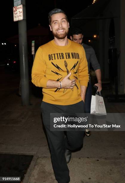 Lance Bass and Michael Turchin are seen on February 5, 2018 in Los Angeles, California.