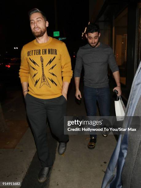 Lance Bass and Michael Turchin are seen on February 5, 2018 in Los Angeles, California.