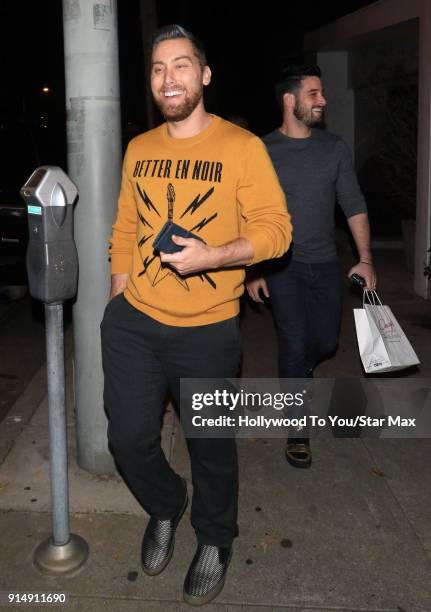 Lance Bass and Michael Turchin are seen on February 5, 2018 in Los Angeles, California.