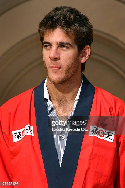 Juan Martin Del Potro of Argentina attends a welcome reception on day two of the Rakuten Open Tennis tournament at Hotel Grand Pacific Le Daiba on...