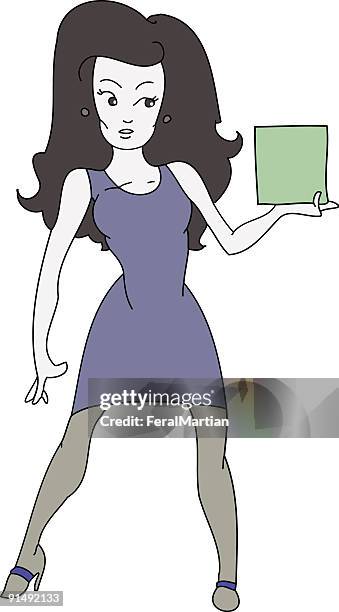 illustrazioni stock, clip art, cartoni animati e icone di tendenza di donna con il prodotto - testimonial