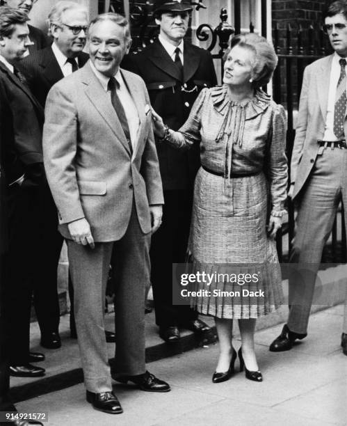 General Alexander Haig , the US Secretary of State under President Ronald Reagan, meets British Prime Minister Margaret Thatcher outside 10 Downing...