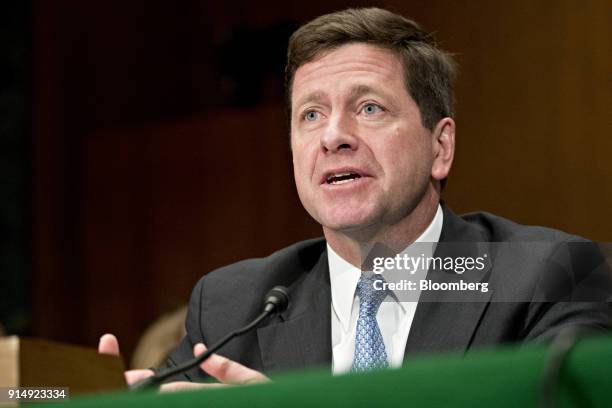 Jay Clayton, chairman of the U.S. Securities and Exchange Commission , speaks during a Senate Banking, Housing and Urban Development Committee...