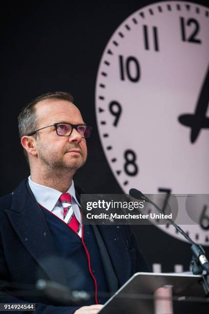 Executive vice-chairman Ed Woodward of Manchester United gives a reading at a service to commemorate the 60th anniversary of the Munich Air Disaster...