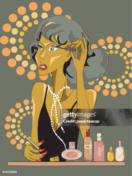 make up - lipstick model stock illustrations