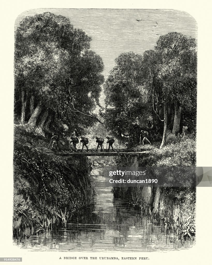 Bridge over the Urubamba river, Peru, 19th Century