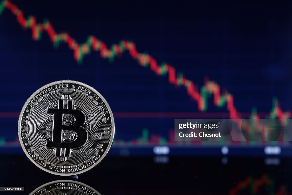 Bitcoin Cryptocurrency Value Goes Down : Illustration