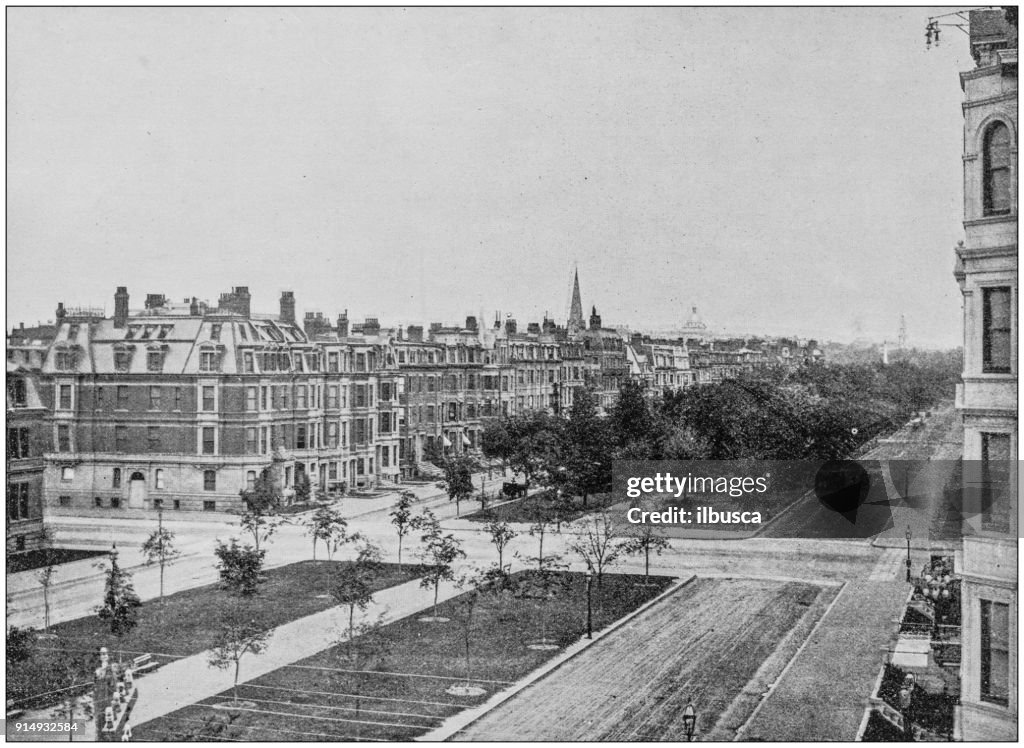 Antique photograph of Boston, Massachusetts, USA: Commonwealth Avenue