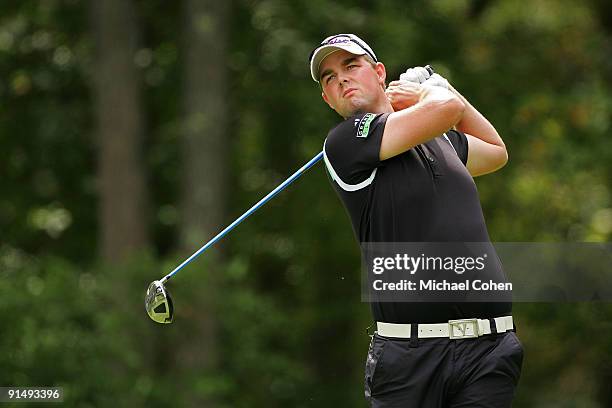 Marc Leishman of Australia hits a shot during the final round of the Deutsche Bank Championship at TPC Boston held on September 7, 2009 in Norton,...