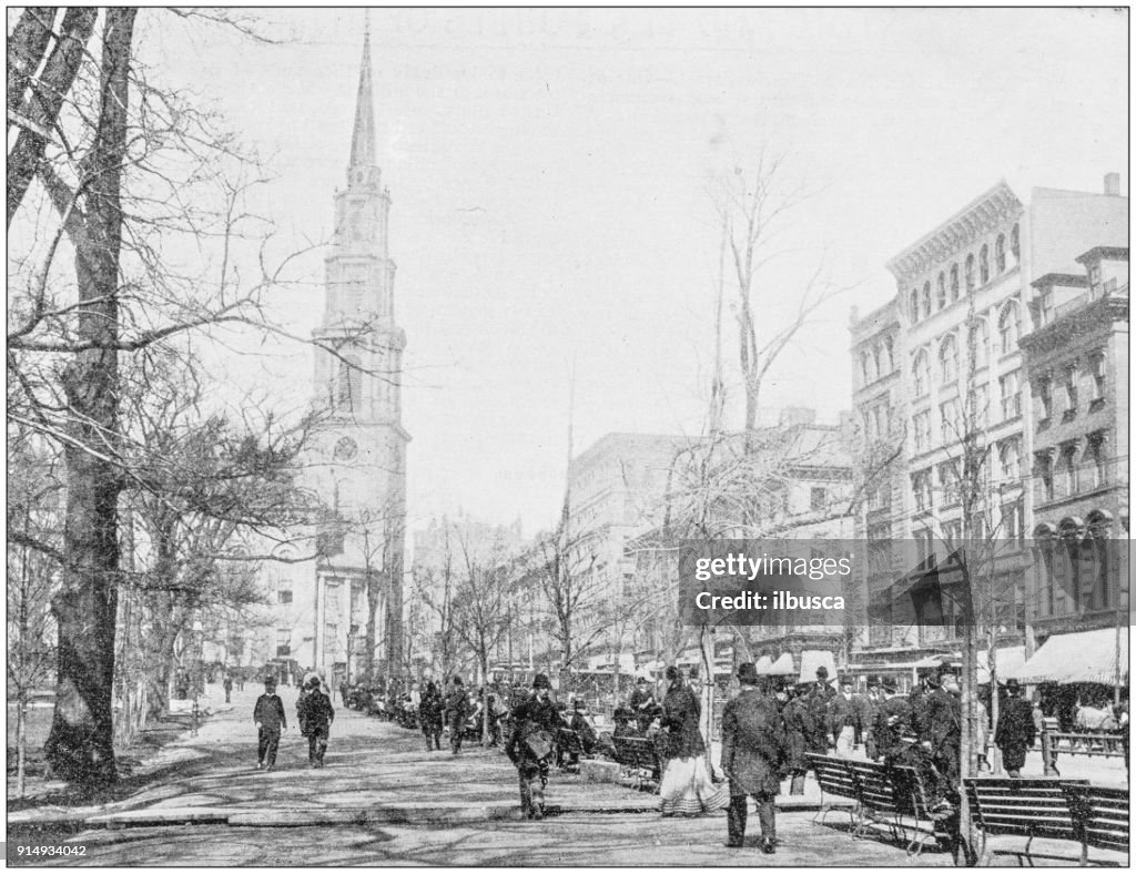 Antique photograph of Boston, Massachusetts, USA: Common and Tremont Street