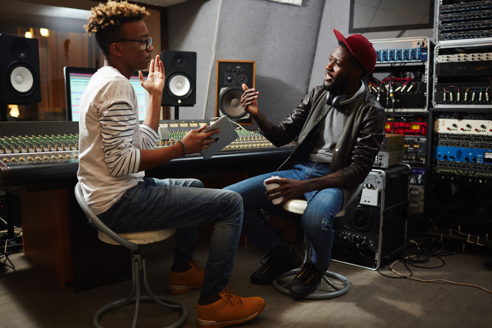 musicians discussing