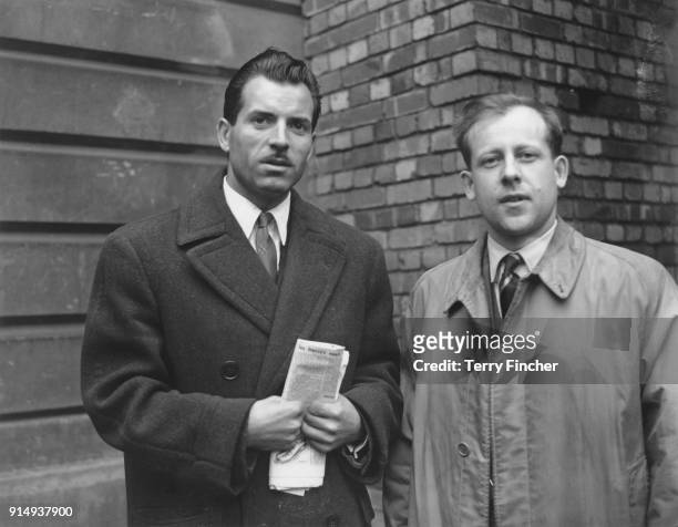 French mountaineer Maurice Herzog , famed for his 1950 ascent of Annapurna I in the Himalayas, with another member of the expedition at Victoria...