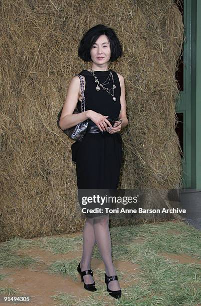 Maggie Cheung attends the Chanel Pret a Porter show as part of the Paris Womenswear Fashion Week Spring/Summer 2010 at the Grand Palais on October 6,...