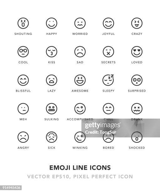 illustrations, cliparts, dessins animés et icônes de icônes emoji ligne - parler à l'oreille