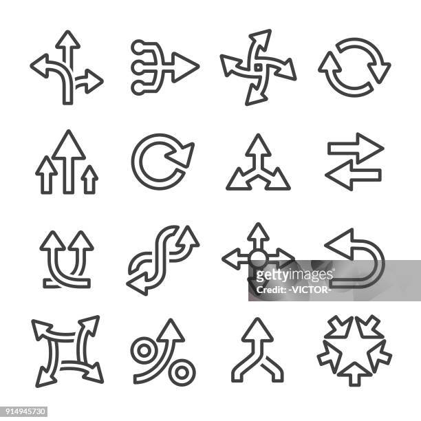 arrow icons set - line series - changing form stock illustrations