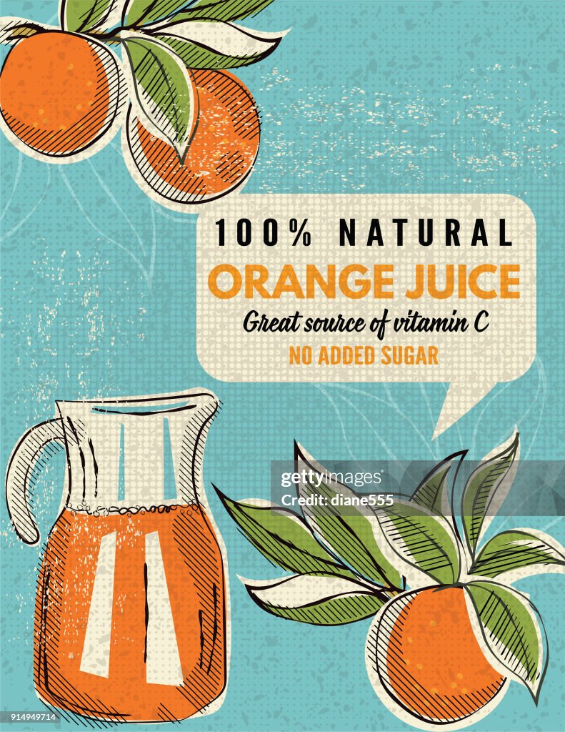 Orangen-Werbeplakat Vintage-Stil