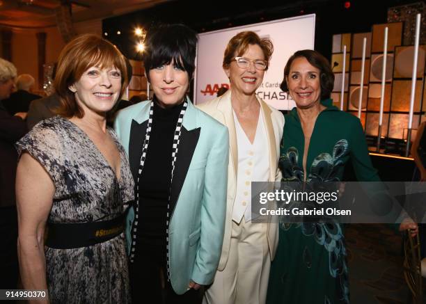 Frances Fisher, Diane Warren, Annette Benning, and Laurie Metcalf attend AARP The Magazine's 17th Annual Movies For Grownups Awards at the Beverly...