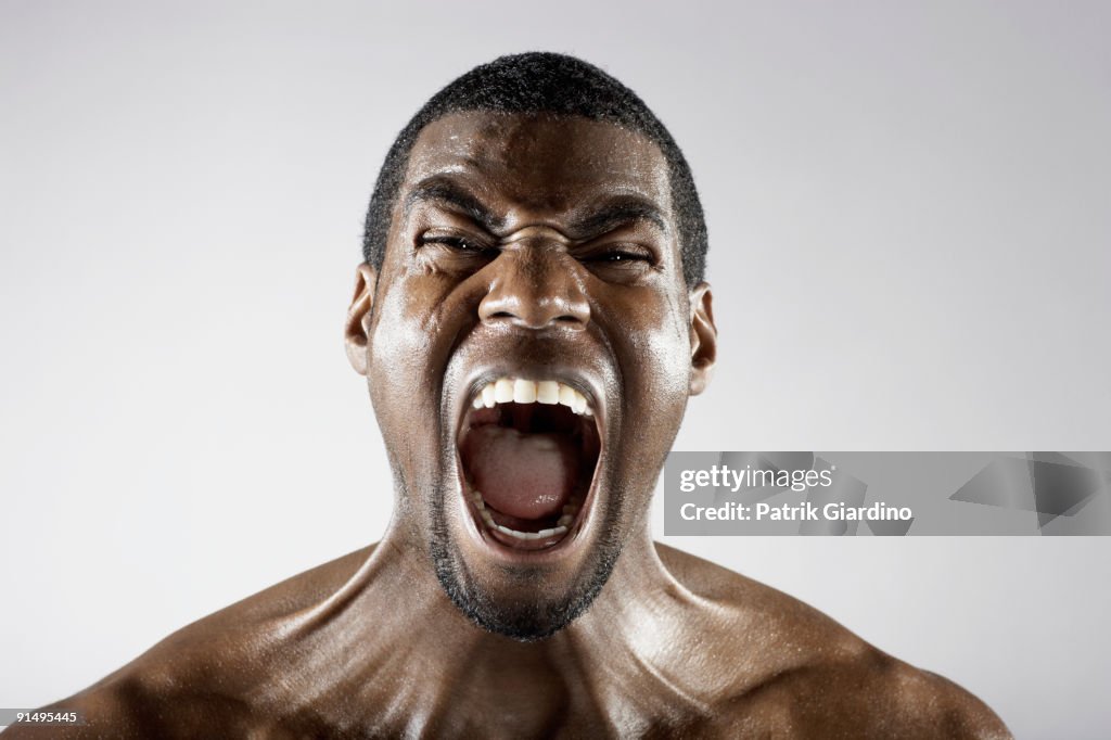 Angry African man shouting