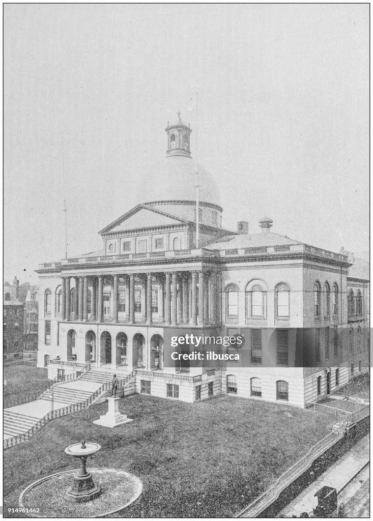 Antique photograph of Boston, Massachusetts, USA: Massachusetts state house