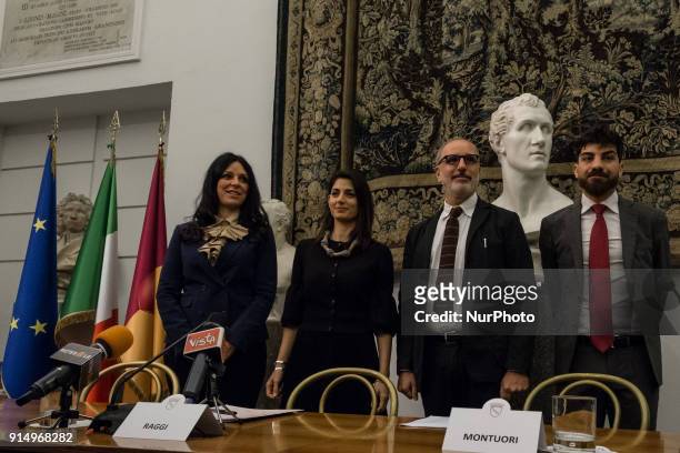 Press conference presented in Capitol by the Mayor of Rome Virginia Raggi with the' Councillor to the City in Movement of Rome Capital, Linda Meleo...