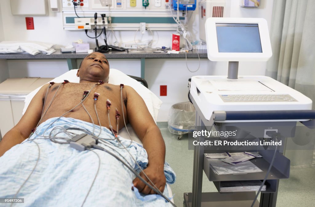 African American man in hospital bed